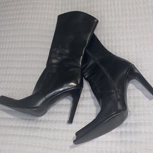 BCBG Mid-Calf Cowboy Inspired Black Boots SZ 6